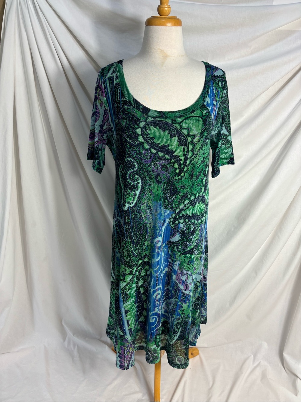 KAREN KANE Paisley Abstract Stretch Knit Dress 1X Women’s Plus